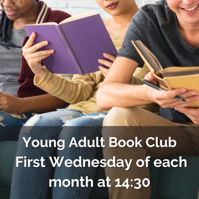 Edenderry Young adult book club meeting the first wednesday of each month at 14:30