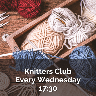 Knitters Club meets every Wednesday at 17:30